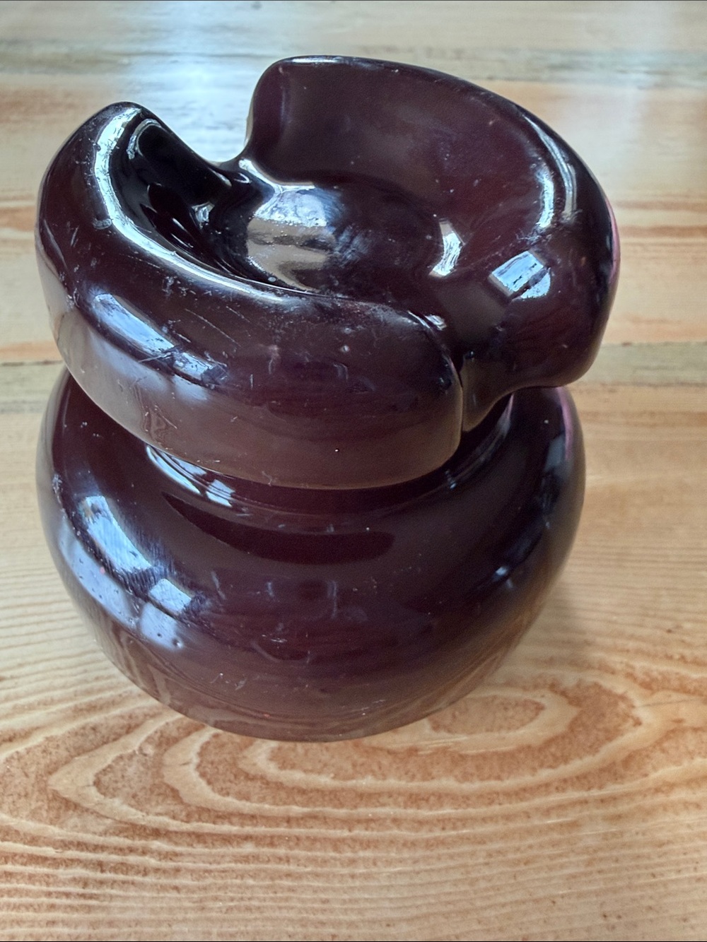 Vintage Dark Brown Ceramic Electrical Insulator from the 1900’s - Collectible